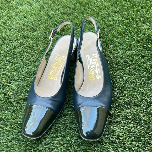 Liz Claiborne Shoes - Salvatore Ferragamo leather mule shoes size 6.5 B Slingback Pumps Black Square